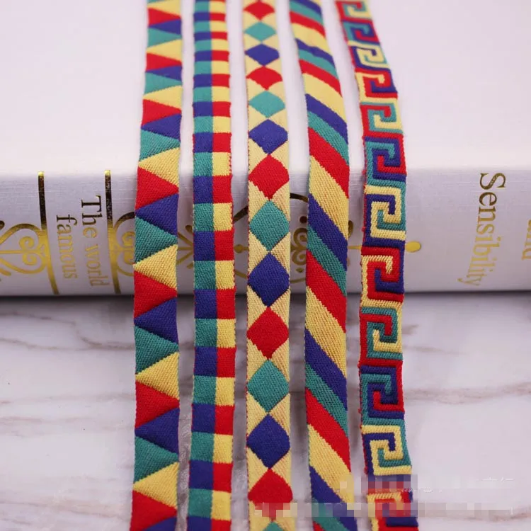 50 ярдов/партия ширина 1 2 см Этническая ВЫШИТАЯ Геометрическая лента с блестками