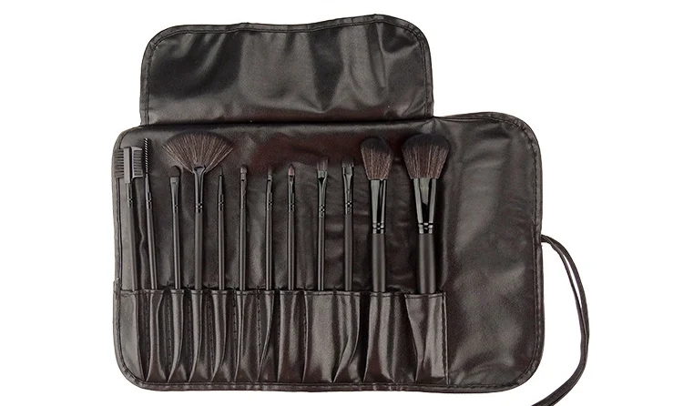 12pcs Black 24 шт./компл. кисти для макияжа набор кистей для макияжа с деревянной основа, тени для глаз, подводка для губ косметические высокое качество высокого качества синтетические волосы Профессиональная щетка для волос - Handle Color: 12pcs Black