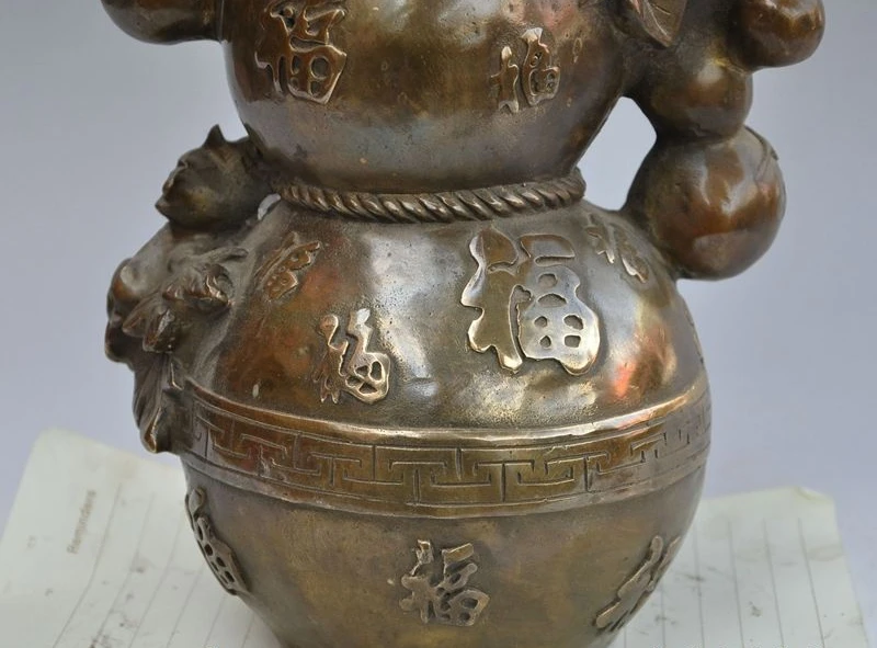 11 &quotСчастливый Китайский Фэншуй Бронзовая Тыква Калабаш кукурбит фу