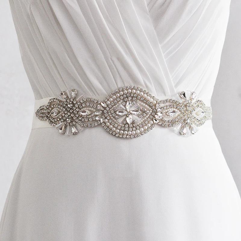 Роскошные хрустальные стразы Украшенные бусинами Свадебные ремни для свадебных