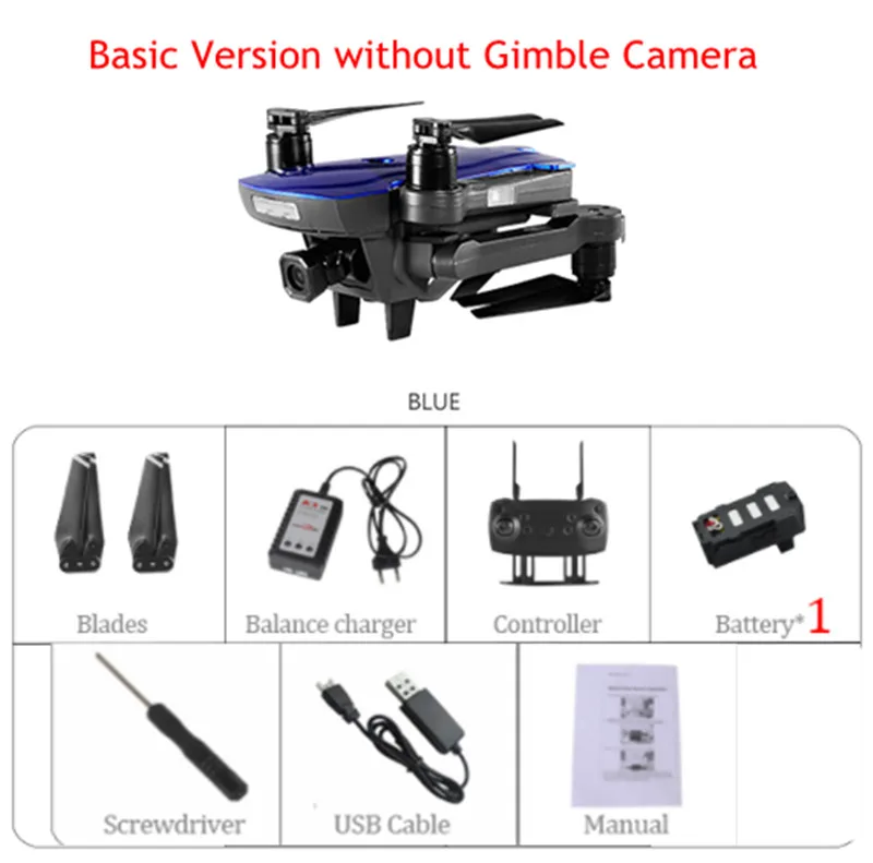 Eachine CG033 Квадрокоптер WiFi FPV w/ HD 1080P 2.0MP Gimbal Камерой GPS Бесщеточный Servo Складной RC Дрон Вертолет RTF Подарок Для Детей - Цвет: Blue Combo A