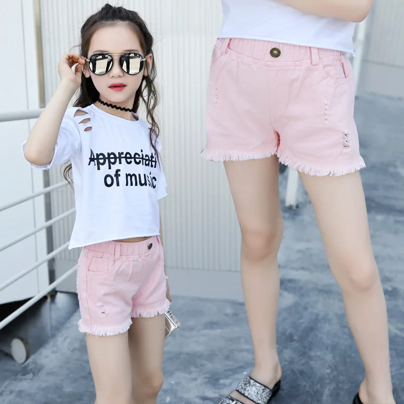 2018 летние Новые детские шорты для девочки джинсовые штаны девочек Повседневное