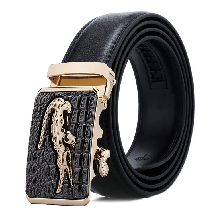 Gold J 150cm men belt with stainless steel automatic buckle for mens cow real genuine leather luxury quality brand designer belts140cm - Color: Gold J