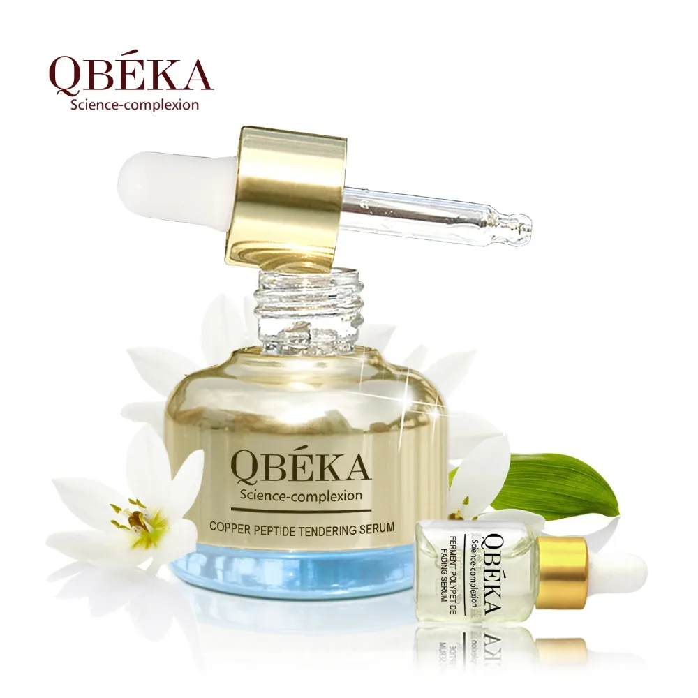 QBEKA фермент полипетид выцветание сыворотка+ медь пептид тендерная Сыворотка против морщин кожи отбеливание сыворотка s природные эссенции