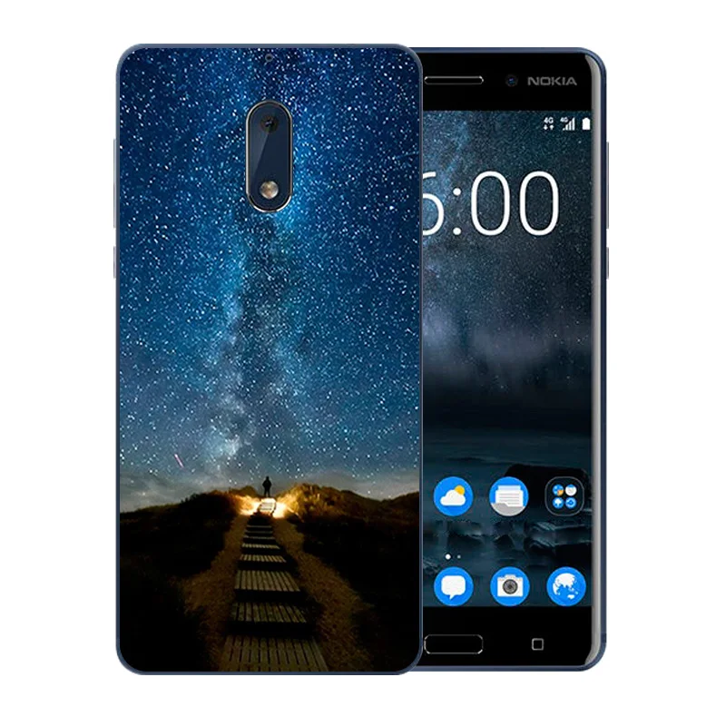 Чехол для телефона Nokia 6 из мягкого ТПУ силикона тонкий с узором ночного неба