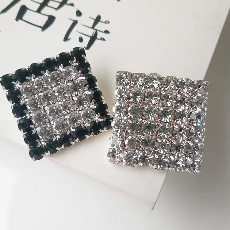 DIY high quality bling-bling square Rhinestone Button snowflake pattern Coat button | Дом и сад