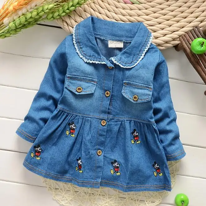 Girl dress 2016 brand toddler girl vintage denim long-sleeved baby princess children clothing | Детская одежда и обувь