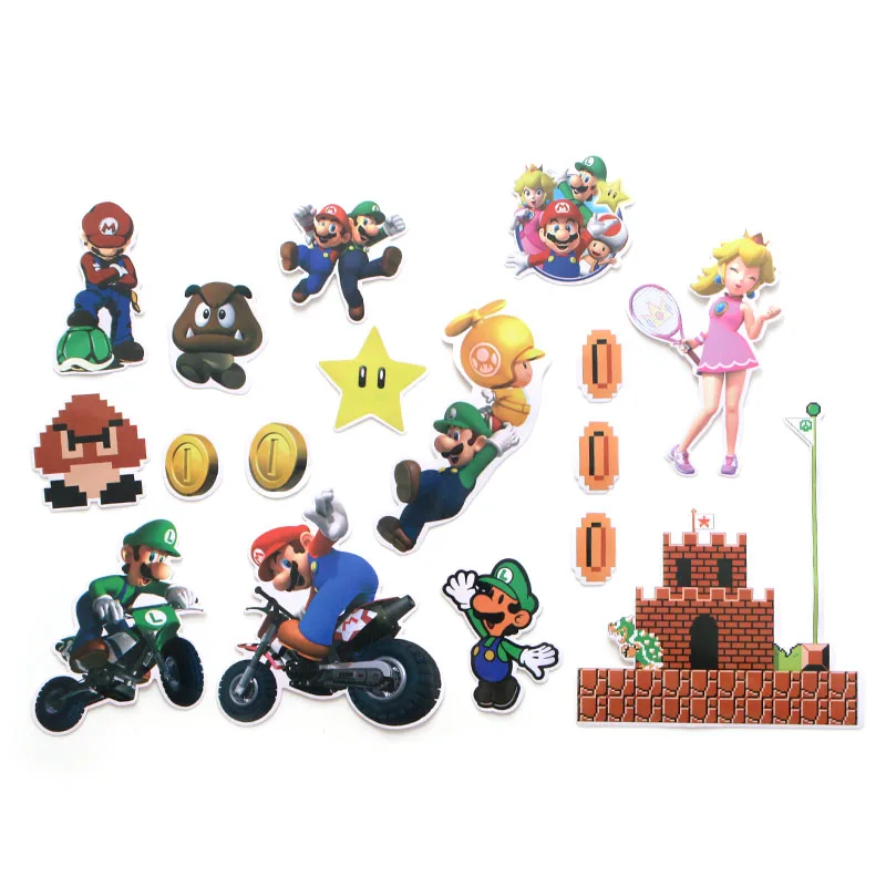 12 компл./лот patchfan 29 шт./компл. Super Mario Bros ПВХ Водонепроницаемый наклейки для Чемодан Скейтборд ноутбука велосипед стены гитара A1176