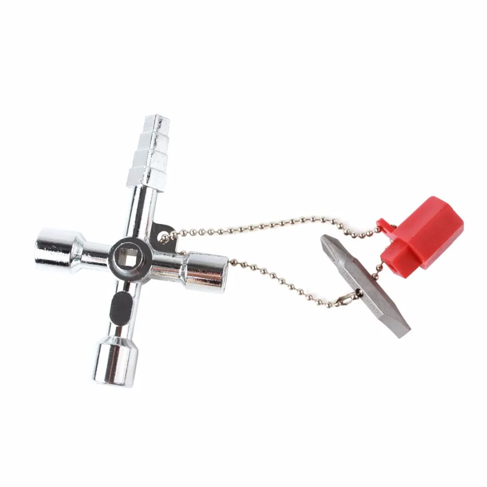 

1pcs Alloy 4 Way Utility Plumbing Plumbers Tool For Meter Box Gas Water Electric Stop Cock Tap Radiators Cupboards Key