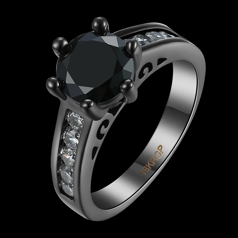 Черный пистолет покрытием Кольца для Для женщин Weding Обручение Jewelry блестящие