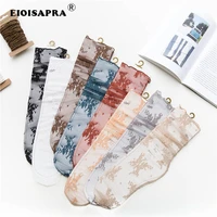 eioisaprasummer socks women thin breathable transparent lace decorative pattern heap heap socks 8 color casual high quality
