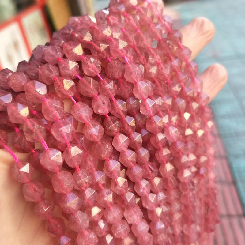 

6-10mm Round Pink Cherry Quartz Beads Natural Gem Stone Beads For Jewelry Making beads 15'' Needlework DIY Beads Trinket