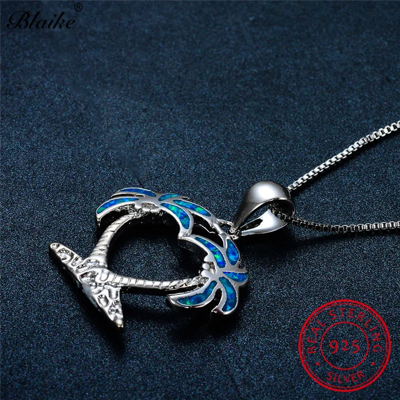 Ожерелье Blaike с подвеской из кокосового дерева голубым огненным опалом женское