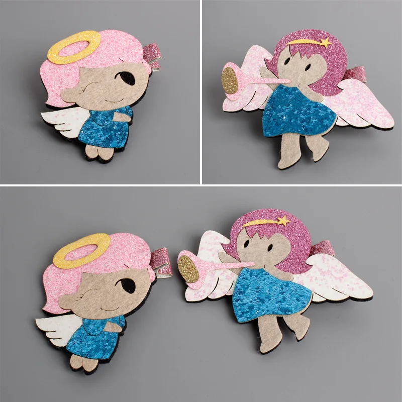 Фетровая заколка для волос такса блестящая розовая Золотая собак милый шарф