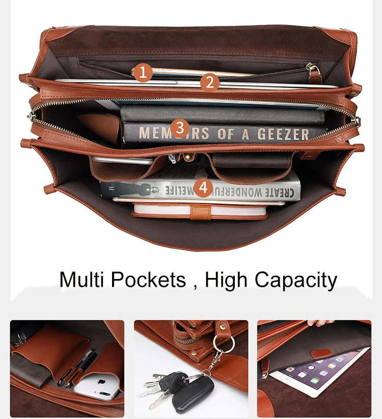 MAHEU Luxury Designer Leather Briefcase Mans Male Genuine Leather Business Bag Brown Leather Briefcase Bag For Laptop Notebooks