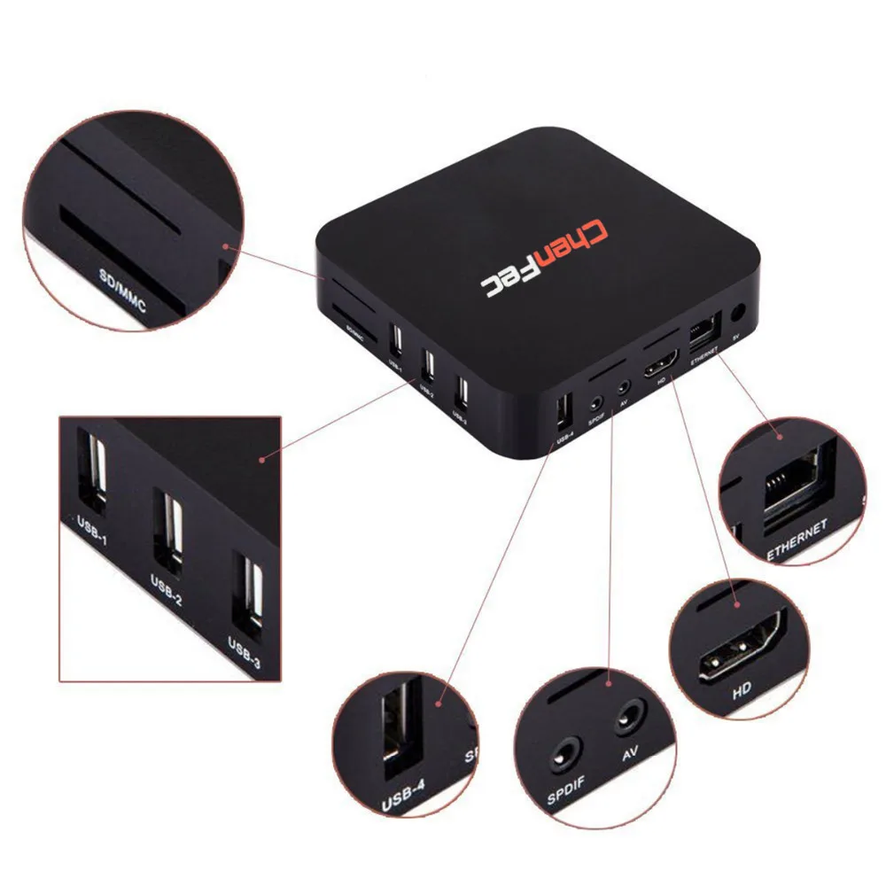 CHENFEC ТВ коробка 4 K Android 1G/8G RK3229 Quad-core мини ПК 16 1 Miracast 4K2K H.265 3D 2 4G Wi-Fi LAN HD USB |