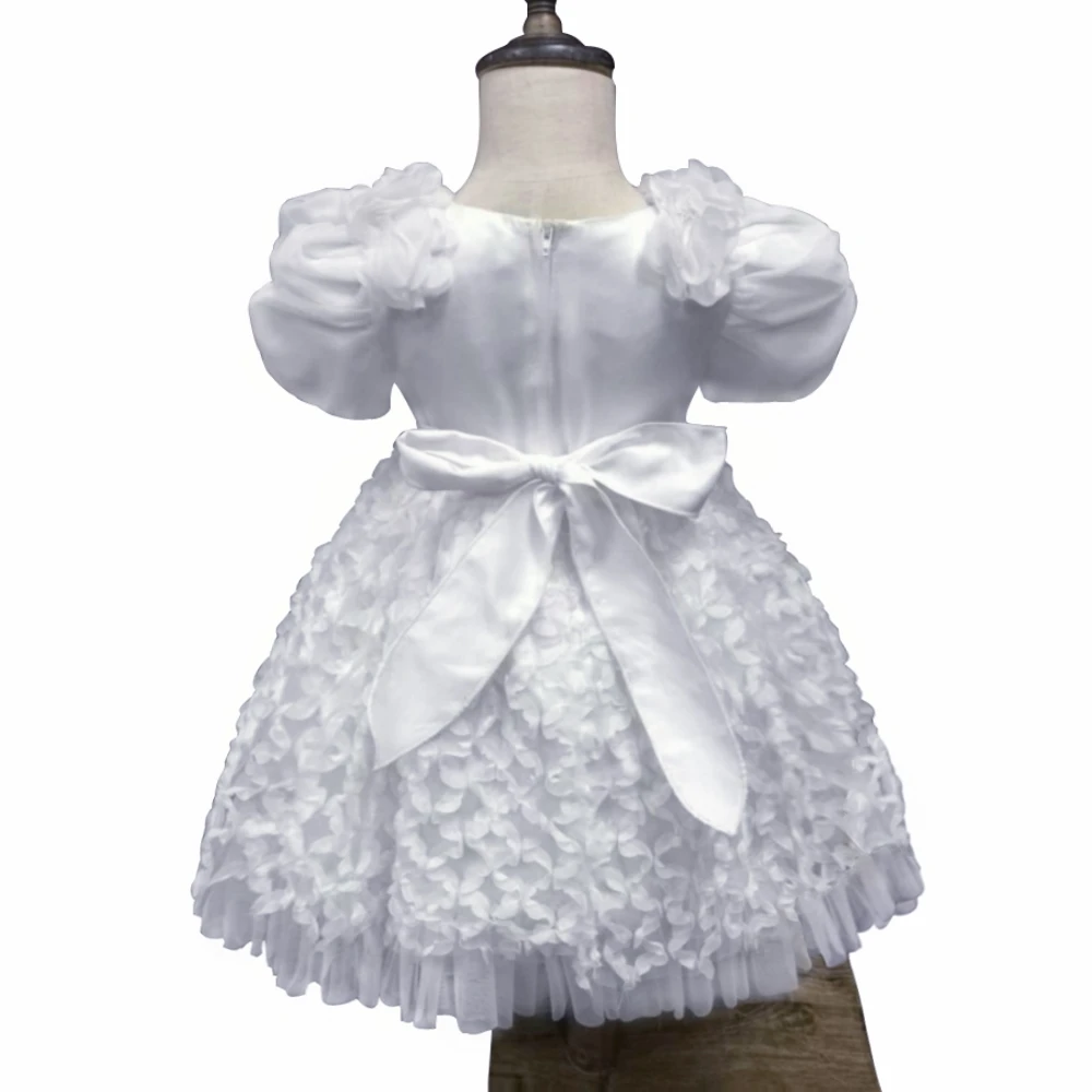 Платье для новорожденных с цветами белое платье на крестины девочек 1-24 месяцев