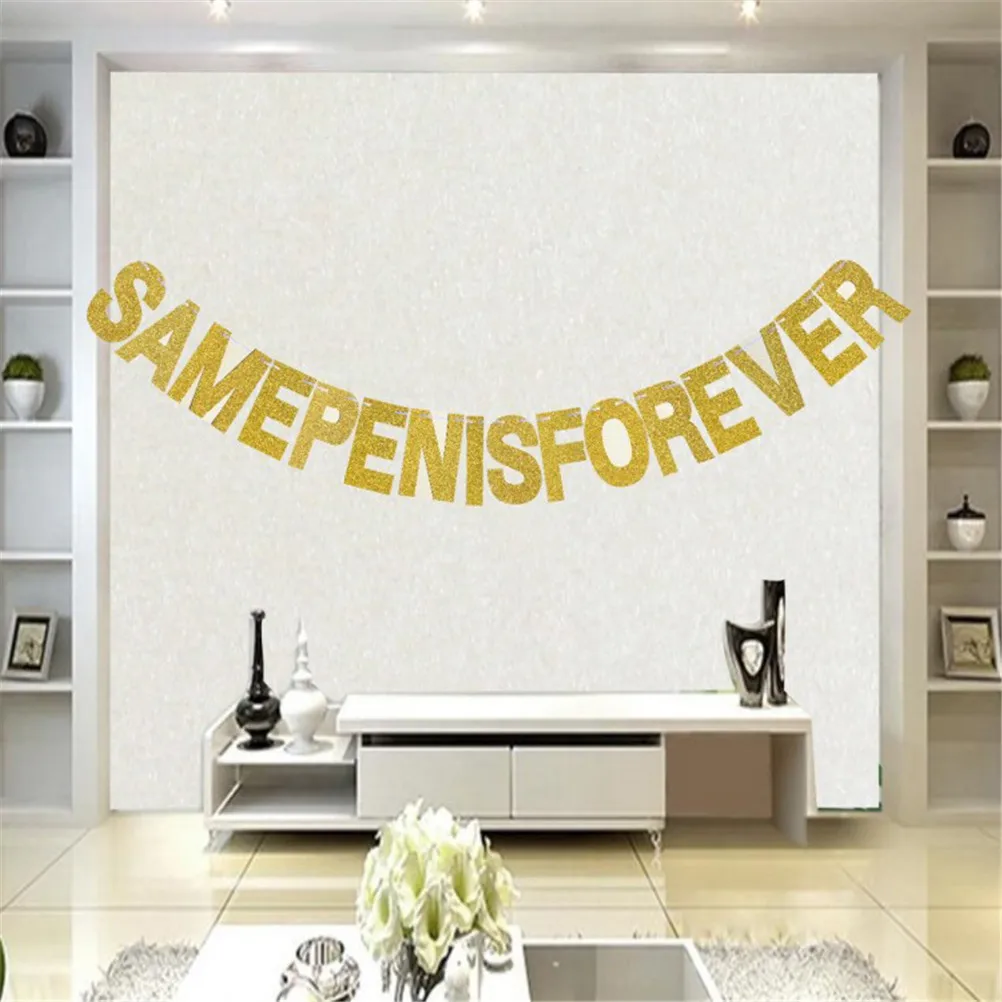 Birthday Party Banner SAME PENIS FOREVER Gold Sparkly Glitter Photo Backdrop Bachelorette Decoration | Дом и сад