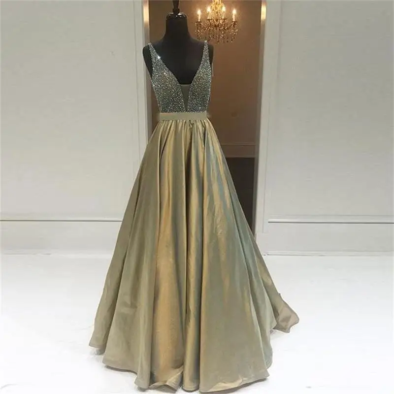 Блестящие Бальные платья с блестками и бусинами для выпускного вечера 2019
