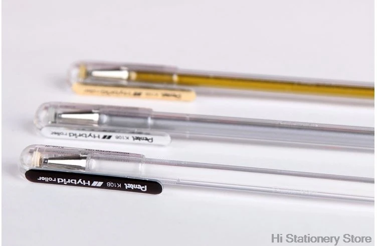 

12 Pieces Pentel 0.8 mm Metallic Gel Ink Pen K108 Gold White High-gloss