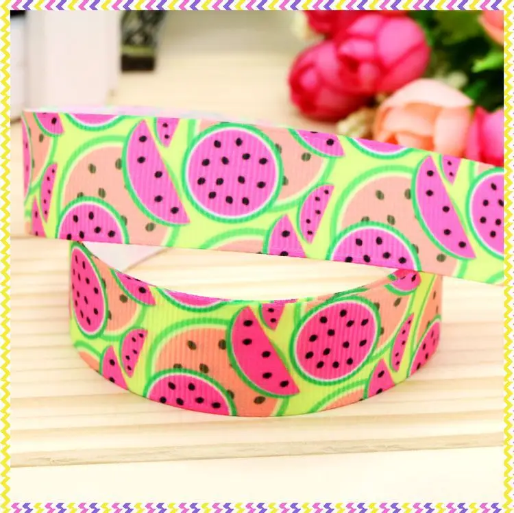 

New 7/8'' Free shipping watermelon printed grosgrain ribbon hair bow headwear party decoration wholesale OEM 22mm H4028