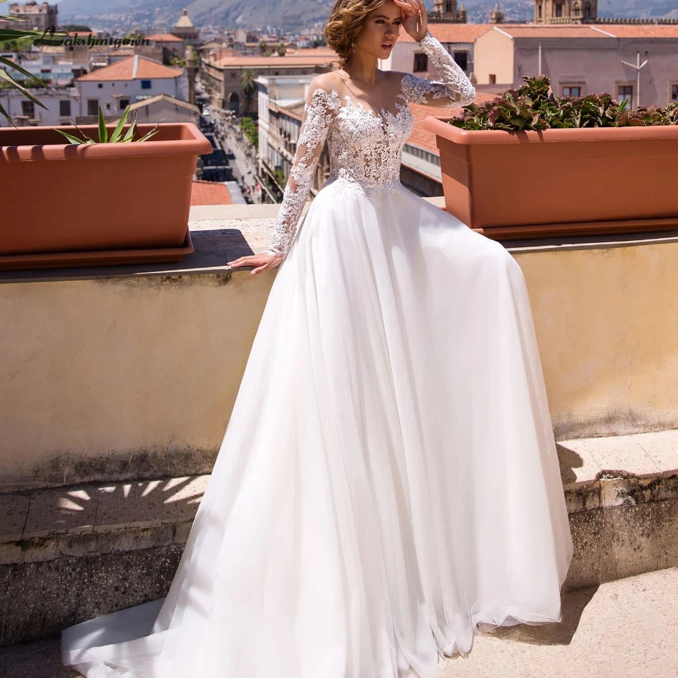 Lakshmigown богемное свадебное платье с длинным рукавом 2021 Robe Mariage белое Тюлевое
