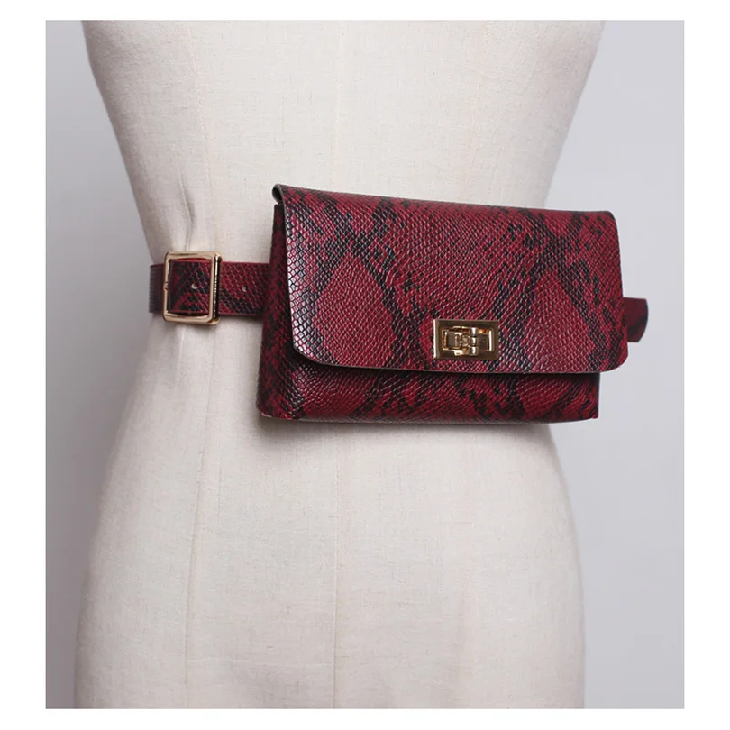 ESHINEDER Women Leather Waist PackFanny Pack Fashion Serpentine Bag Vintage Belt Bags Phone Pocket | Багаж и сумки