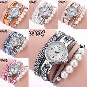 CCQ женские модные повседневные аналоговые кварцевые часы с крыльями из горного хрусталя и жемчугом Браслет Роскошный принт полоса часы для женщин