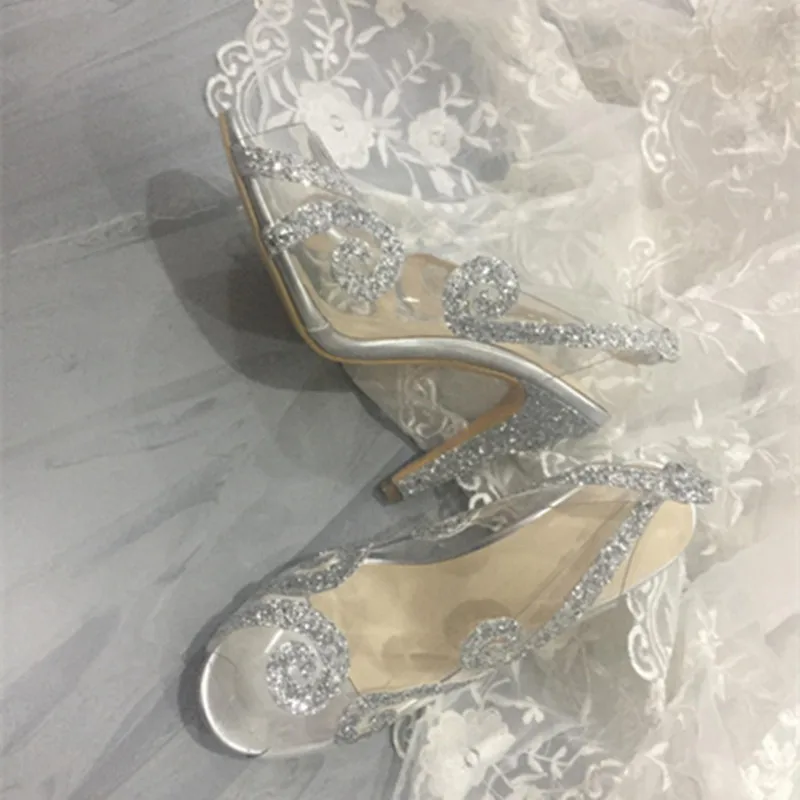 Сандалии GOOFLORON женские с ремешком на пятке прозрачные туфли из ПВХ свадебная