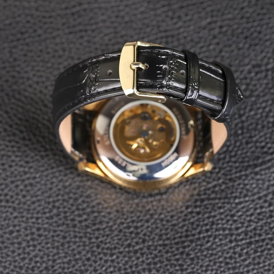 Часы наручные Winner Мужские механические брендовые модные стильные с кожаным