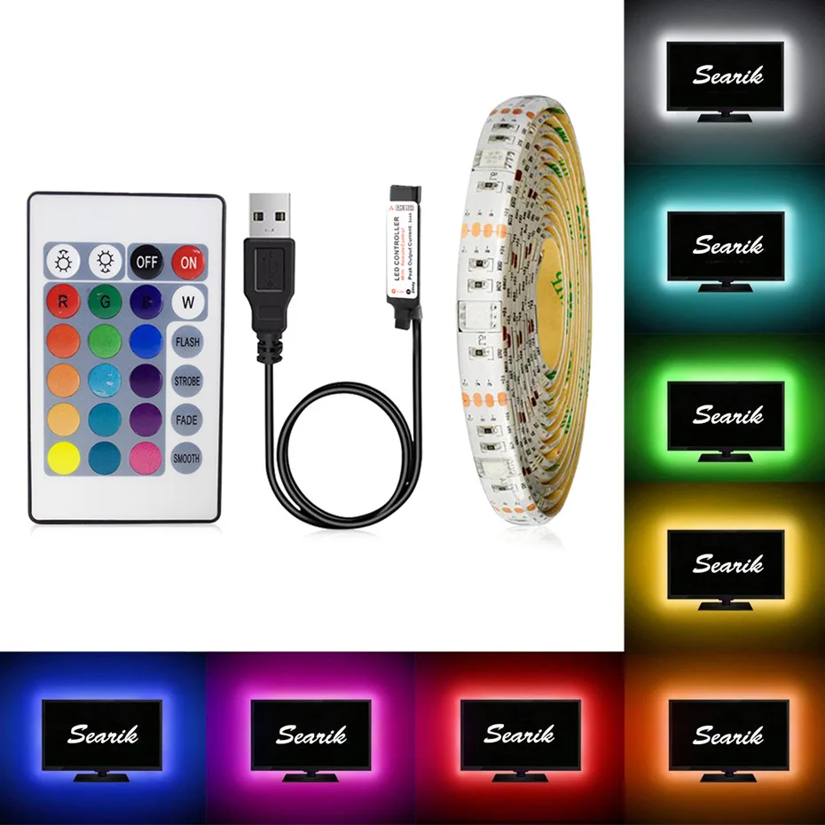 Гибкая светодиодная лента 5 в постоянного тока 60 светодиодов/м 3528 SMD 50 см 1 м 2 3 4