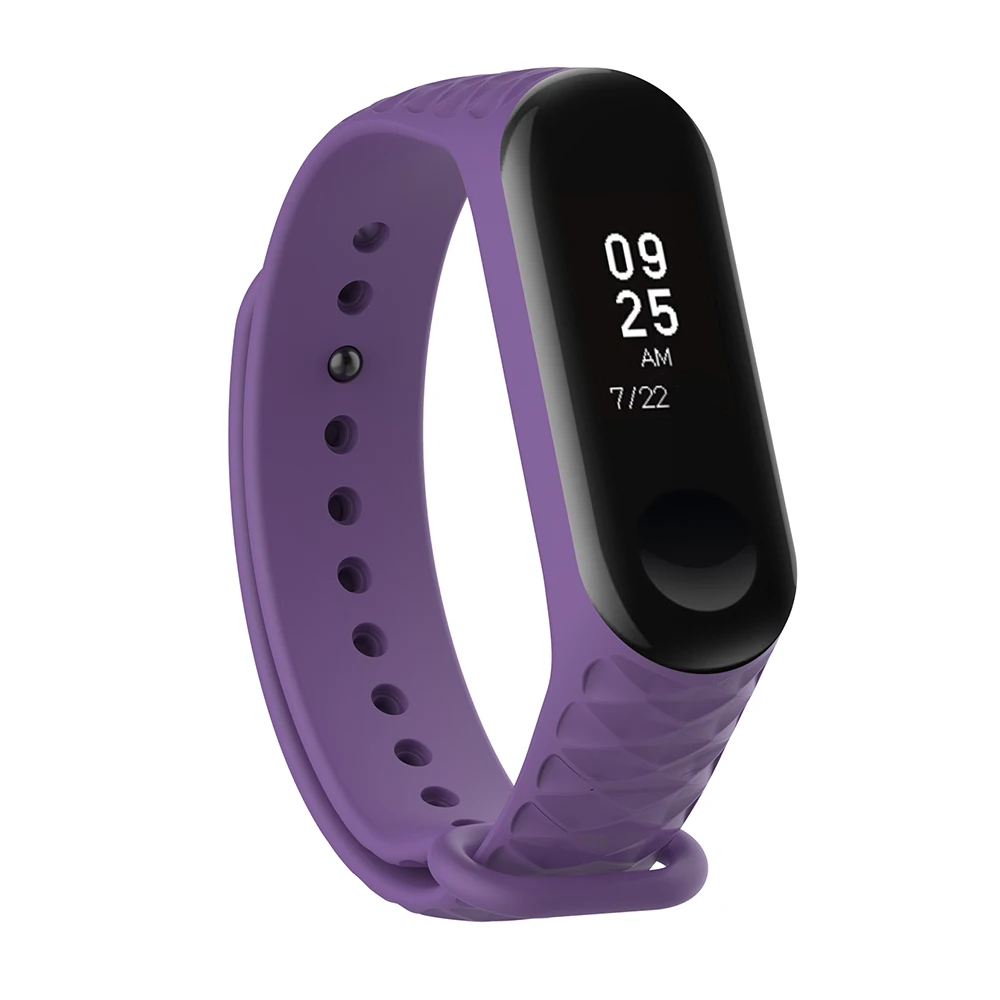 Purple Сменный ремешок для Xiao-Mi Band 3/4 Универсальный ТПУ ромбические ремешки на запястье 13 цветов - Цвет: Purple