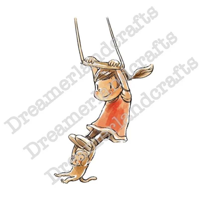 Прозрачные силиконовые штампы для девочек играющих с собакой 10 х6