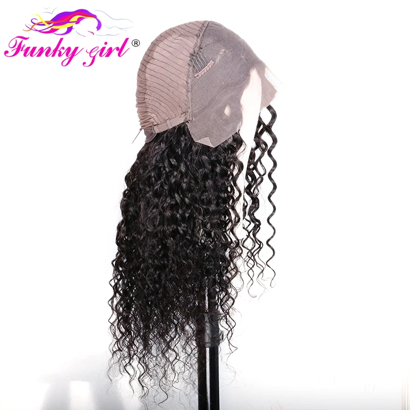 Funky Girl 13*4 парик фронта шнурка перуанская волна парики предварительно сорванные