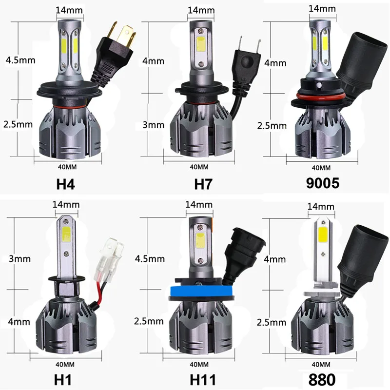 KABOSTER 2 шт. H4 светодиодный H7 H11 H8 HB4 H1 H3 HB3 Авто P2 для автомобильных фар 72 Вт 8000LM