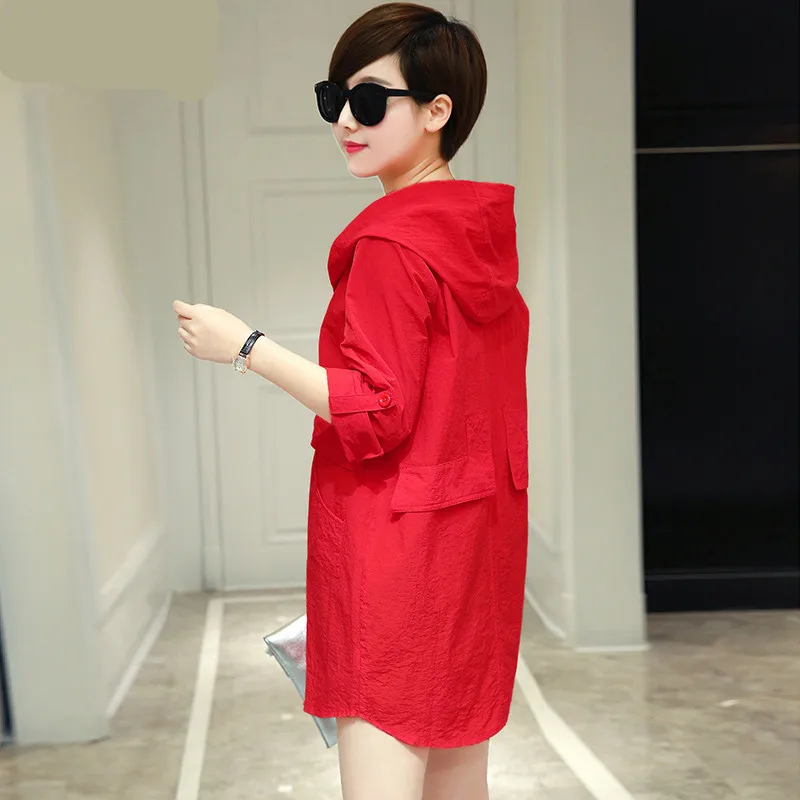 Летняя одежда для защиты от солнца женская тонкая ветровка с капюшоном свободная