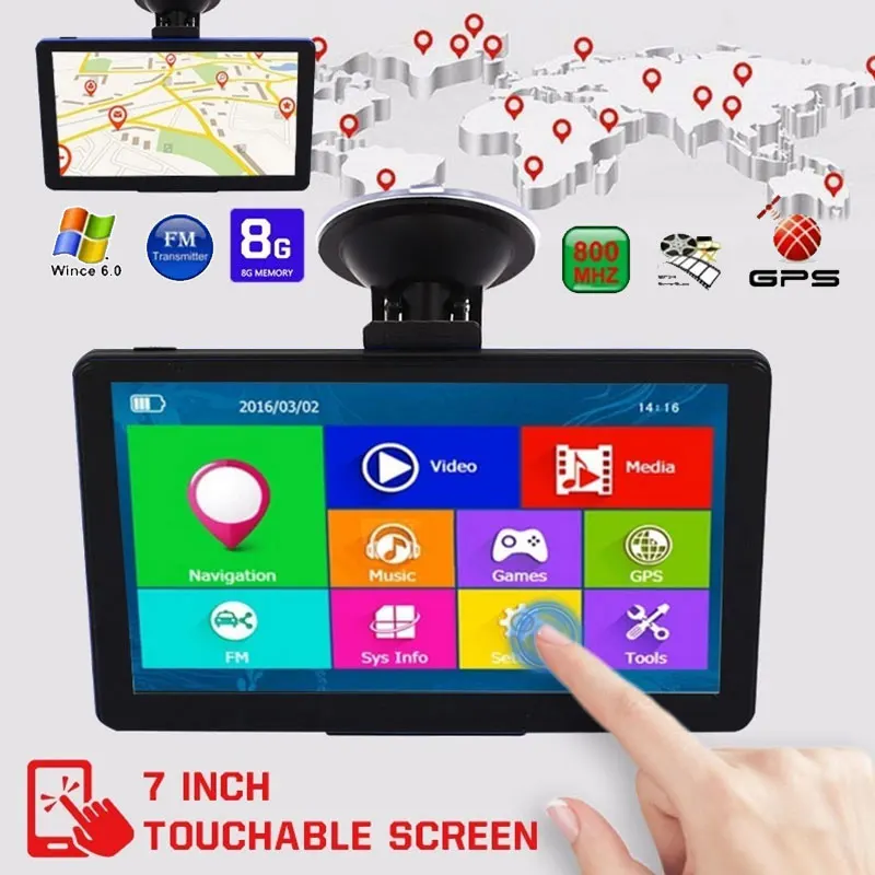 Gps навигатор 800 мГц Видео TFT lcd Smart Audio fm радио игровой плеер 8 ГБ 7 &quotВстроенная
