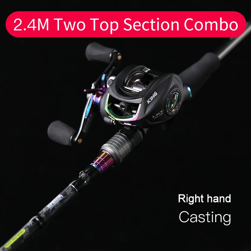 2.4m right casting Kingdom KING II спиннинговое удилище комбинированное baitcasing спиннинговые удочки набор катушка 2 шт. верхняя секция и 2 шт. силовые рыболовные снасти - Цвет: 2.4m right casting
