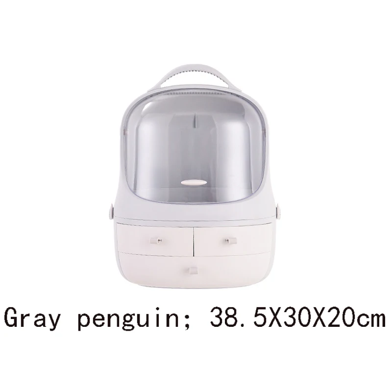 Grey penguin Lnternet знаменитостей, Многофункциональный пластиковый женский косметический чехол, органайзер для макияжа, переносная косметическая коробка для путешествий - Цвет: Grey penguin