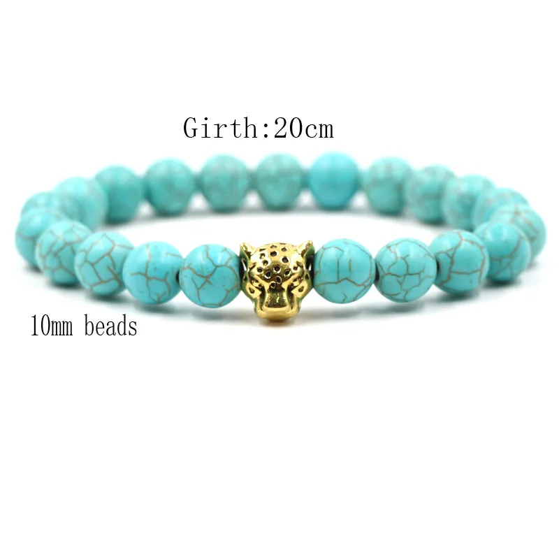 exquisiteSolid color texture men's black natural stone bracelet&ampbangle homme Leopard head beads bracelet charms jewelry | Украшения