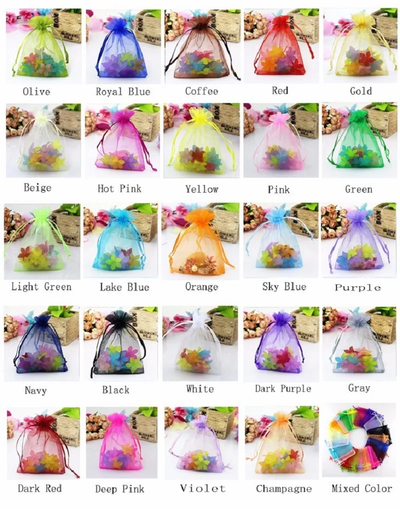Мешочки из органзы 10x15 см 13x18 см 15x20 см 17x23 см мешочки из органзы для упаковки и демонстрации ювелирных изделий