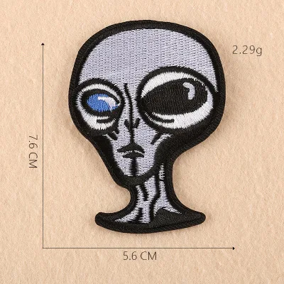 1pcs Space Universe UFO parches Embroidered Iron on Patches for Clothing DIY Motif Stripes Clothes Stickers The aliens Badges - Цвет: ZU03-31