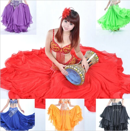 14 видов цветов трехслойная шифоновая юбка для танца живота Высококачественная