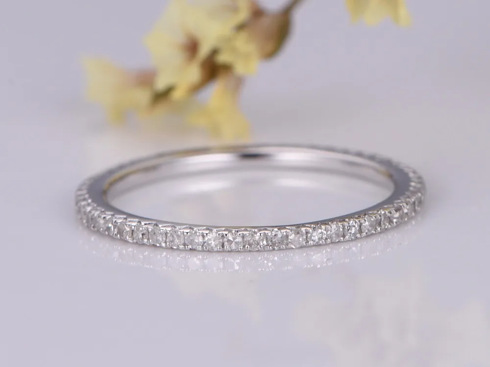 14 К белого золота природных алмазов обручальное полный вечность Обручение