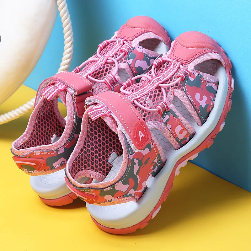 Детская летняя повседневная обувь цвет розовый черный синий леопардовые