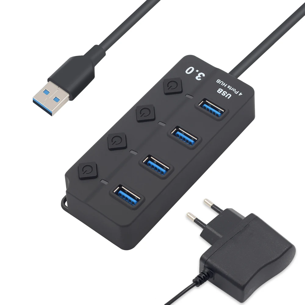 

4 порта USB 3,0 концентратор 5 Гбит/с переключателем светодиодный Мульти USB разветвитель адаптер питания США/ЕС для MacBook Pro ноутбук ПК компьютер ...