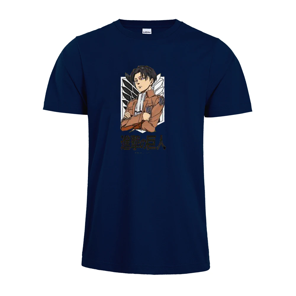 Тёмно-синий Attack on Titan levi ackerman женская футболка модные хлопковые футболки - Цвет: Тёмно-синий