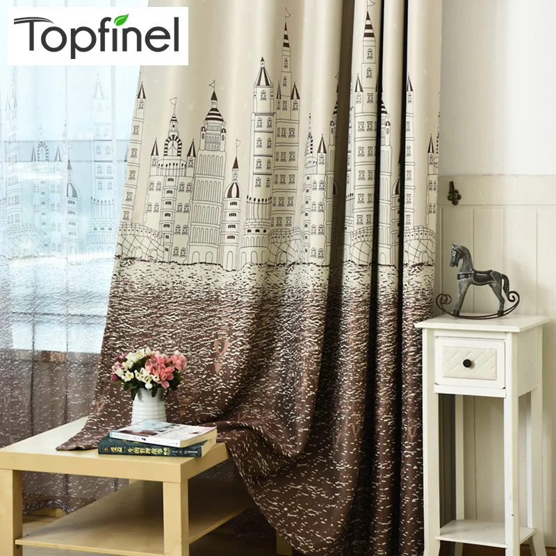 Оконные шторы Topfinel с мультяшным замком для детской комнаты градиентом мальчиков