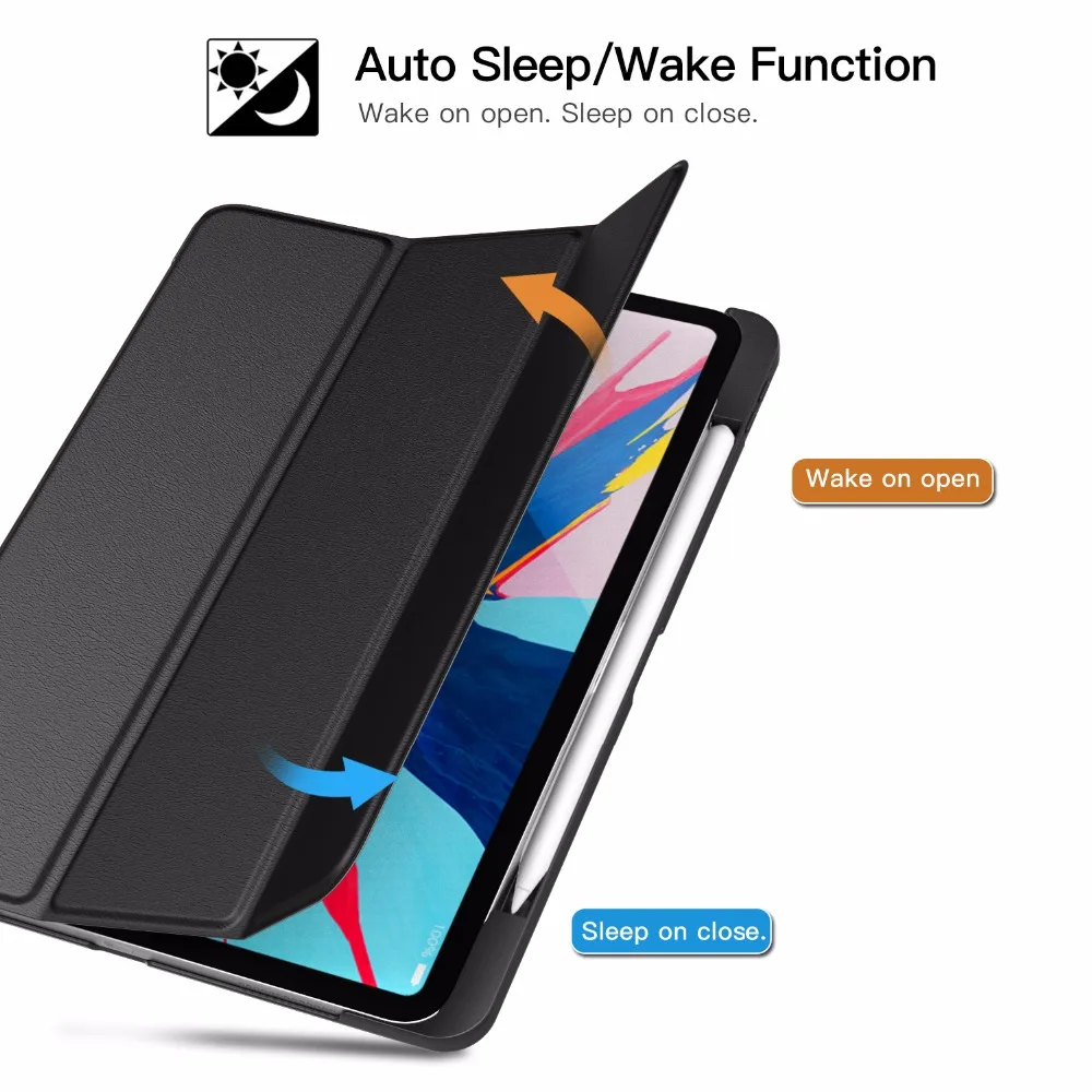 Case For iPad Pro 11&quot 2018 with Pencil Holder [Support Attaches Magnetically to Pair/Charge Function] Smart Protector Cover |