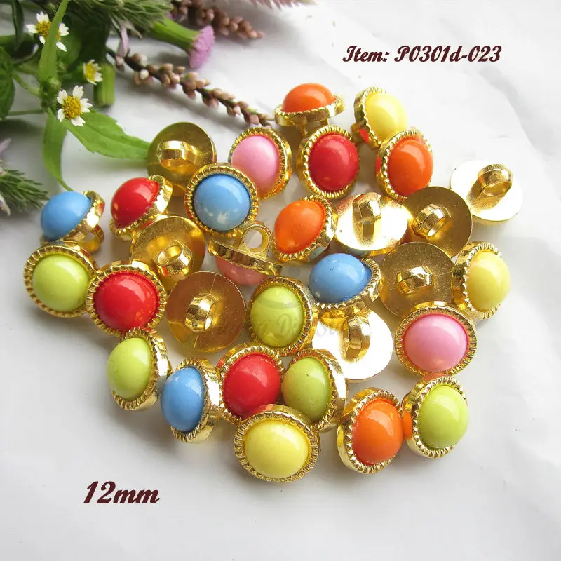 Декоративные кнопки с золотыми краями для детей или волос разноцветные 12 мм 100 шт.